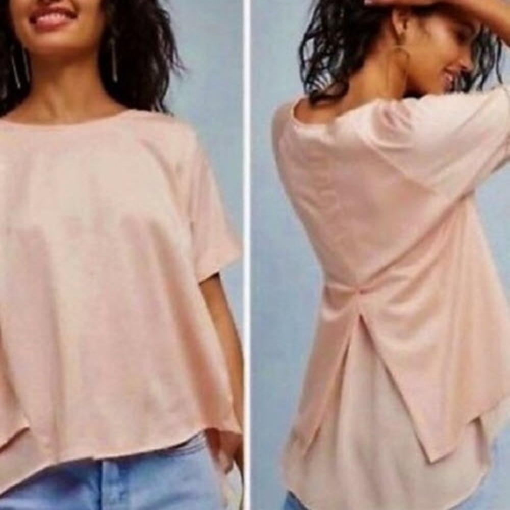 Super Cute Draped Chiffon Hemmed Hi Low Top • S